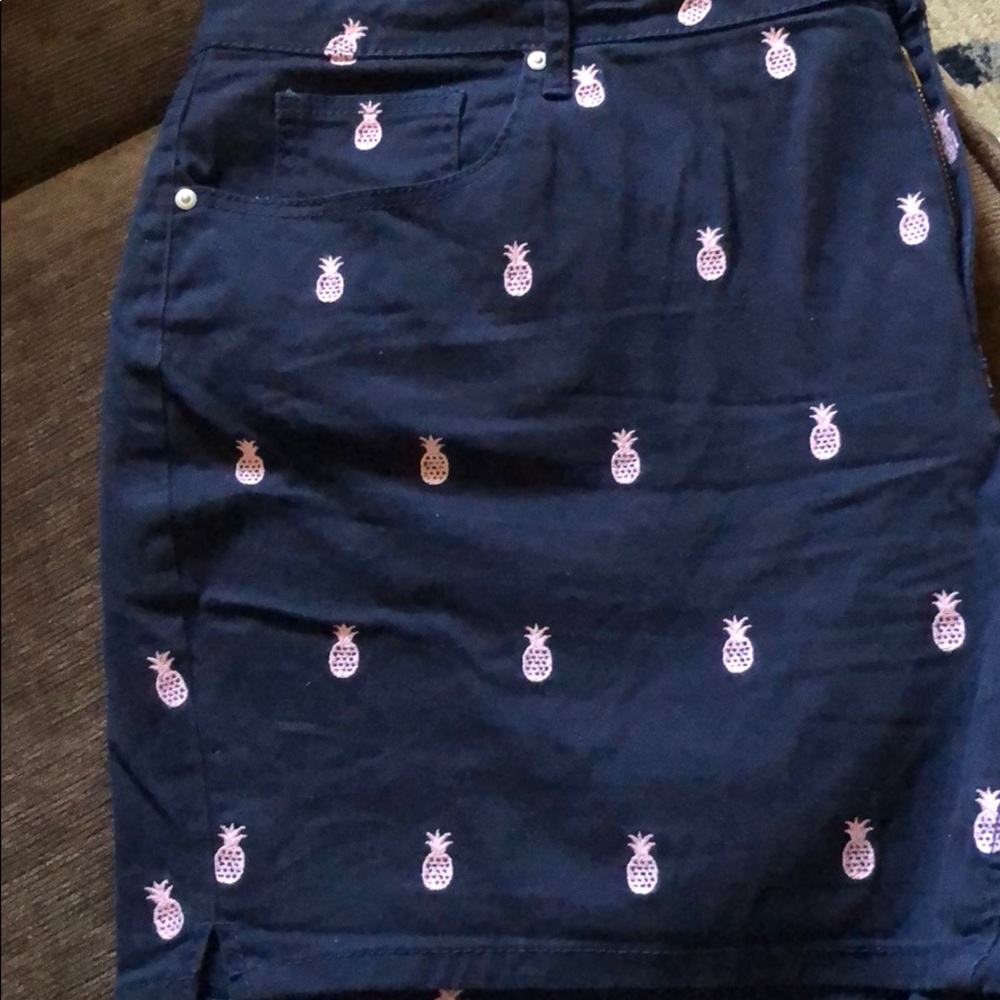 Crown & Ivy navy & pink pineapple shorts